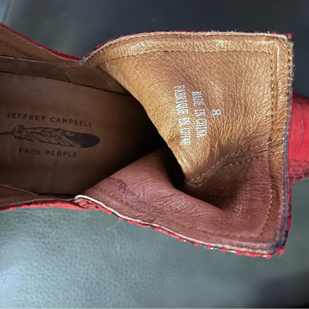 Free People x Jeffrey Campbell Red Snakeskin Booties - Picture 4 of 9